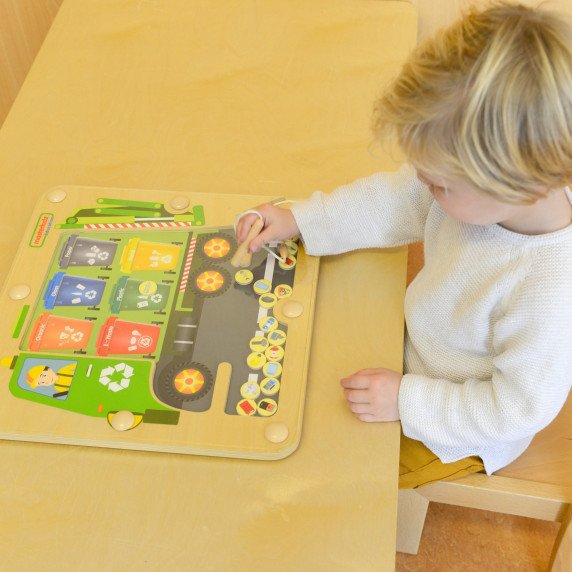 MASTERKIDZ Magnetinė lentelė su atliekų rūšiavimu Montesori pervežimo automobilis