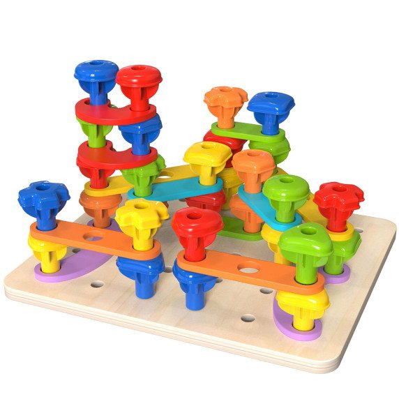 TOOKY TOY Daugiafunkcinė Lentos Rinkinys Su Spalvotais Varžtais Mokomosios Formos