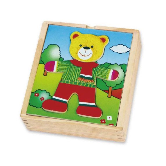 VIGA Medinis galvosūkis Mokomasis galvosūkis Teddy Bear berniukui apsirengti