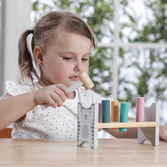VIGA medinis suoliukas PolarB su plaktuku - Montessori