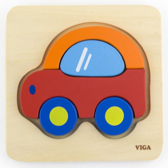VIGA Pirmas kūdikio medinis automobilio galvosūkis