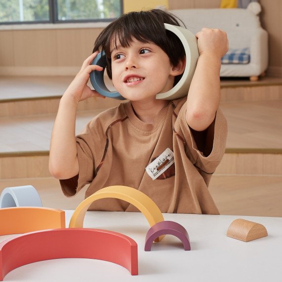 VIGA PolarB medinis vaivorykštės galvos įdėklai kūrybinių Montessori užduočių metu