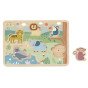 TOOKY TOY Medinis galvosūkis Montessori interaktyvus garsinis galvosūkis Laimingieji gyvūnai savanoje