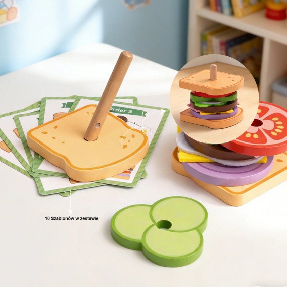 TOOKY TOY Mėgaukitės gamindami sumuštinius iš medinių dėlionės detalių