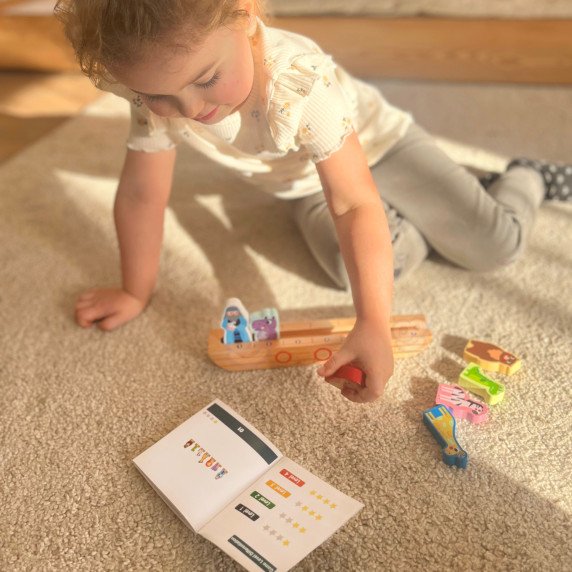 TOOKY TOY Medinis galvosūkis vaikams Nojus ir gyvūnai