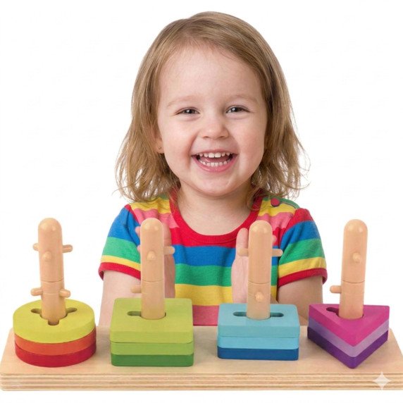 TOOKY TOY Formų rikiavimo žaislas su įvairiais Montessori blokais