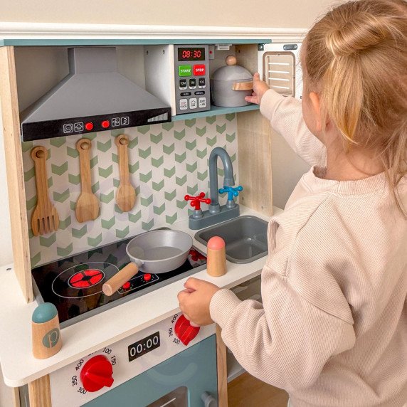 Stambi medinė vaikų virtuvė TOOKY TOY, 10 dalių, FSC