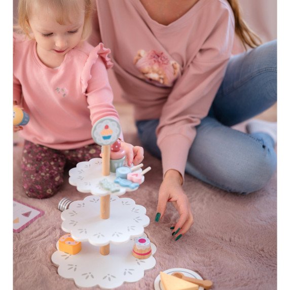 TOOKY TOY Saldainių lėkštė iš medžio stendo kupcakes pyragai