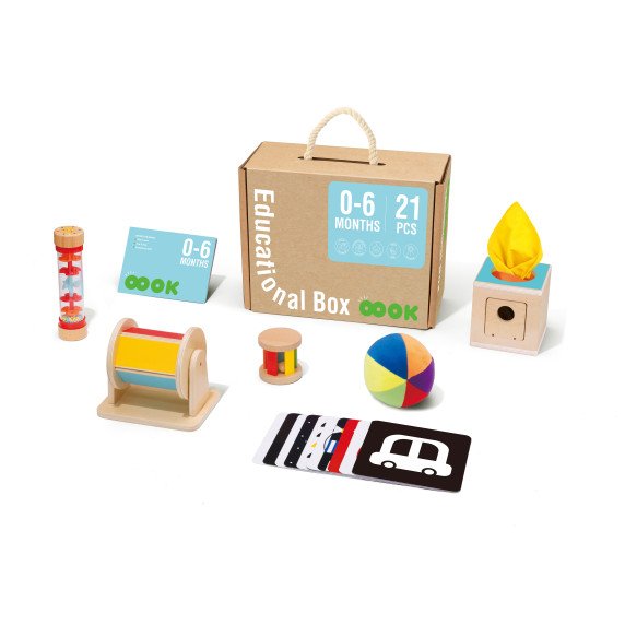 TOOKY TOY dėžutė XXL Montessori švietimo 6in1 pojūčių dėžutė 0-6 mėnesiai
