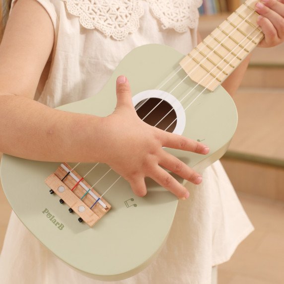 Viga Medinis Ukulelės Gitara vaikams Žalia su Muzikiniais Simboliais