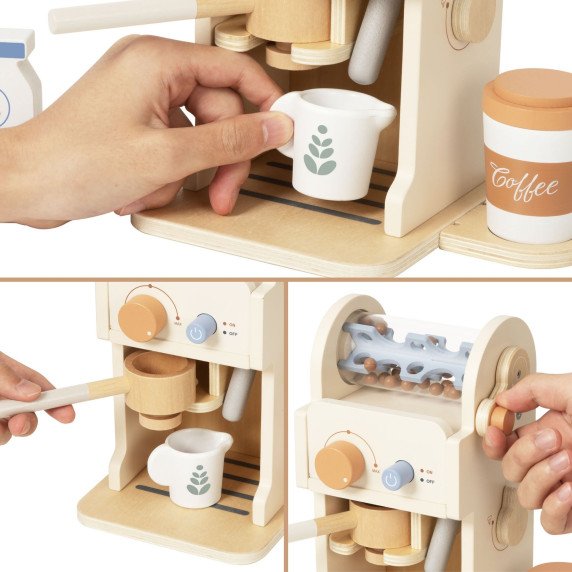 TOOKY TOY Medinis kavinės rinkinys - Baristo ekspreso aparatas