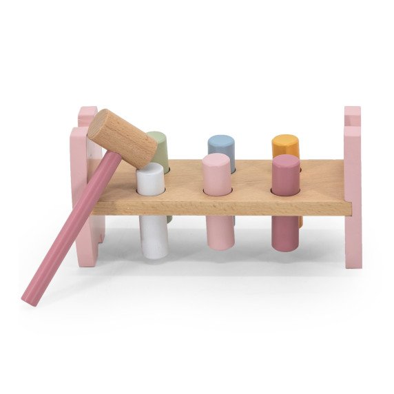 Viga PolarB medinė smūginė žaisliukų su plaktuku lapė Montessori