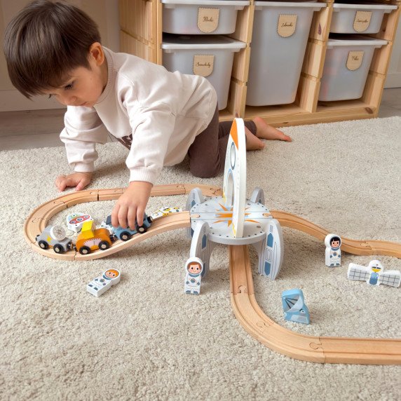 Medinis kosmoso traukinukų takelis TOOKY TOY