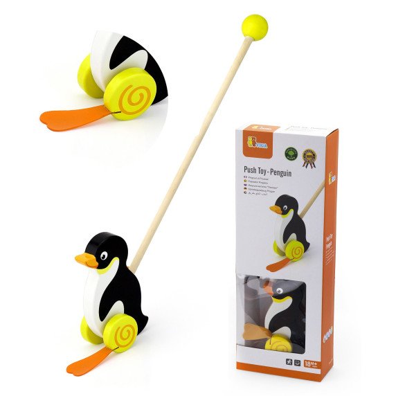 Medinis pingvinų stumoklis „Viga Toys“