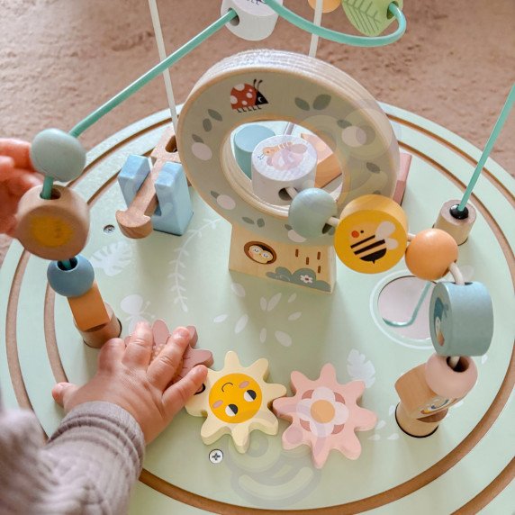 Medinis Montesori veiklos stalas „TOOKY TOY“ su variklinėmis ritinėlių juostomis