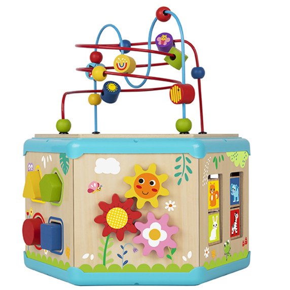 TOOKY TOY interaktyvi Medžio Montesorio šešiakampė atidarymo dėžutė