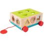 TOOKY TOY Medinis rūšiavimo vežimėlis su blokais 16 vnt.