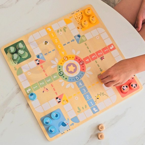 TOOKY TOY Loginiai stalo žaidimai 2 į 1 Ludo Ludo + Išlaisvink gyvūnus