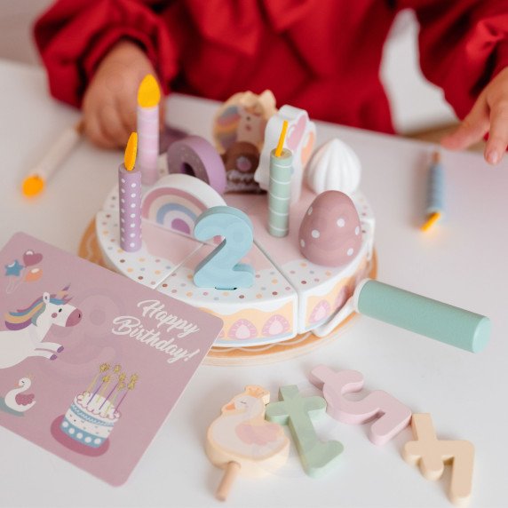 TOOKY TOY Medinis gimtadienio tortas supjaustomas su lipniu velklu