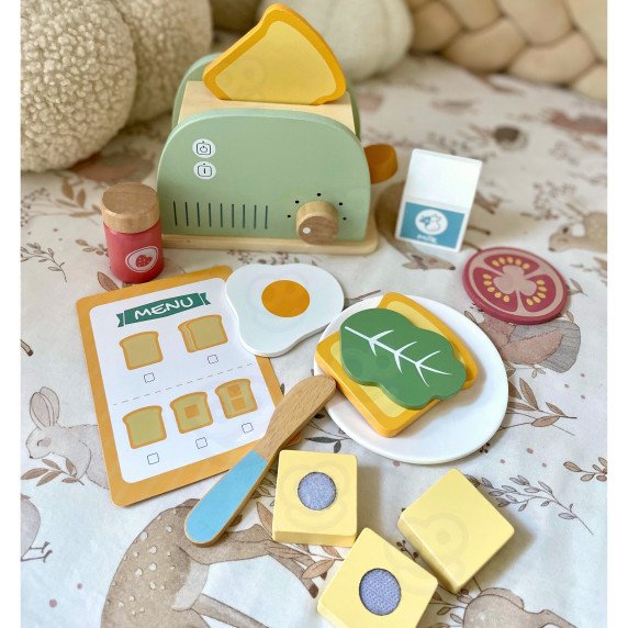 TOOKY TOY Medinis Tosteris Pastelinis Pusryčių Rinkinys