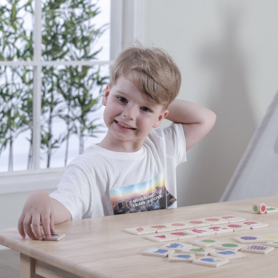 VIGA Edukacinis Medinis Puzzle Rūšiavimo, Keitimo Spalvų Ir Formų 38 Dalys Montessori