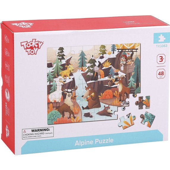 TOOKY TOY puzzle su maišeliu Alpiniški gyvūnai ir kraštovaizdis 49 d.
