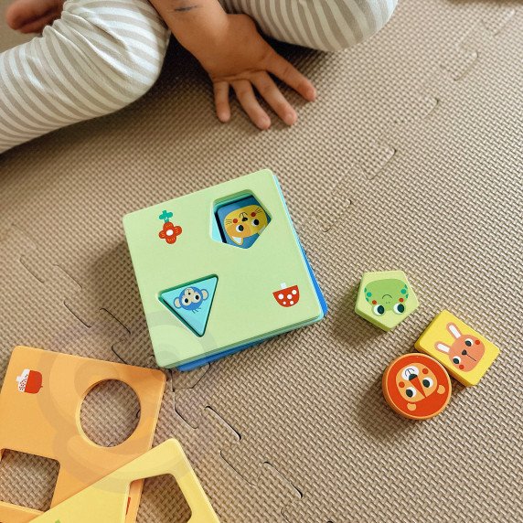 TOOKY TOY Montessori dėlionė Formos ir Spalvų Gyvūnai 6 Lentos FSC
