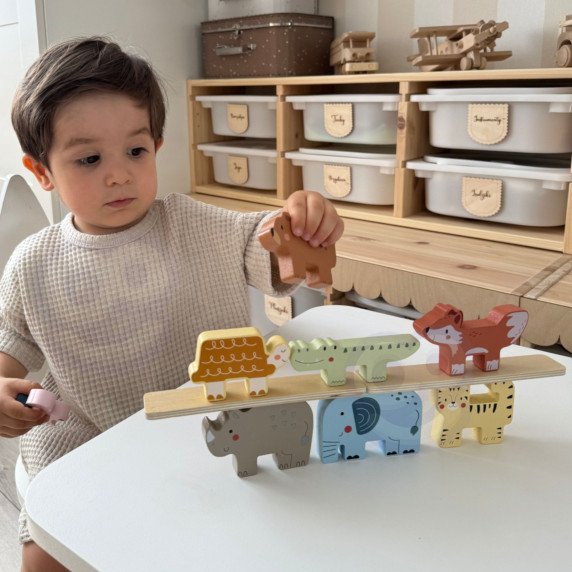 TOOKY TOY Mediniai blokai galvosūkis gyvūnai Montessori 9 vnt.