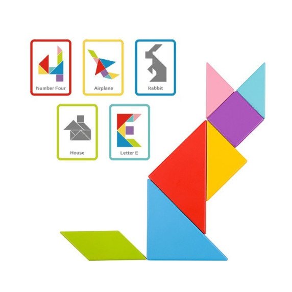 TOOKY TOY Medinis Tangram dėlionė