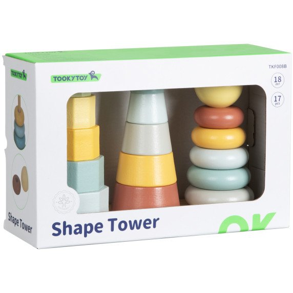 TOOKY TOY Trigubosios bokštai Keliamosios galvosūkio Montessori rūšiavimo žaidimas