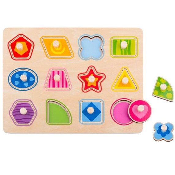 TOOKY TOY Galvosūkiai Montessori formų mokymo galvosūkiai su smeigėliais