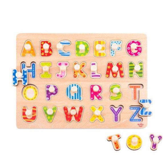 TOOKY TOY Puzzle Montessori Abėcėlės galvosūkis su smeigtukais