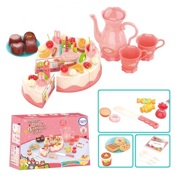 WOOPIE Puodas su pjūklu gimtadienio tortui žvakidės Kettle Cutlery + 83 vnt.