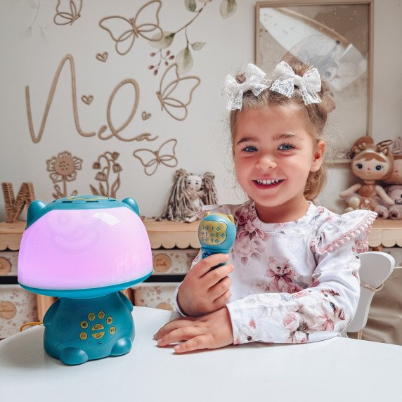 WOOPIE Daugiafunkcinė RGB lempa „Bluetooth“ garsiakalbis „Karaoke“ balsų moduliatorius SD kortelė AUX Turkio spalva