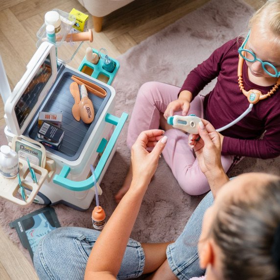 WOOPIE Gydytojo vežimėlis Mažas gydytojas EKG garsas Šviesa Reguliuojamas 26 vnt.
