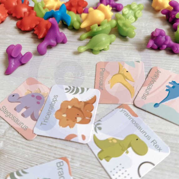 WOOPIE Montessori Edukacinis Rinkinys Skaičiuojant Dinozaurus Išrikiuotojas 95 vnt.