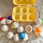 WOOPIE Montessori formų rūšiavimo galvosūkis atitikimas laimingi vištelės kiaušiai 6 vnt.