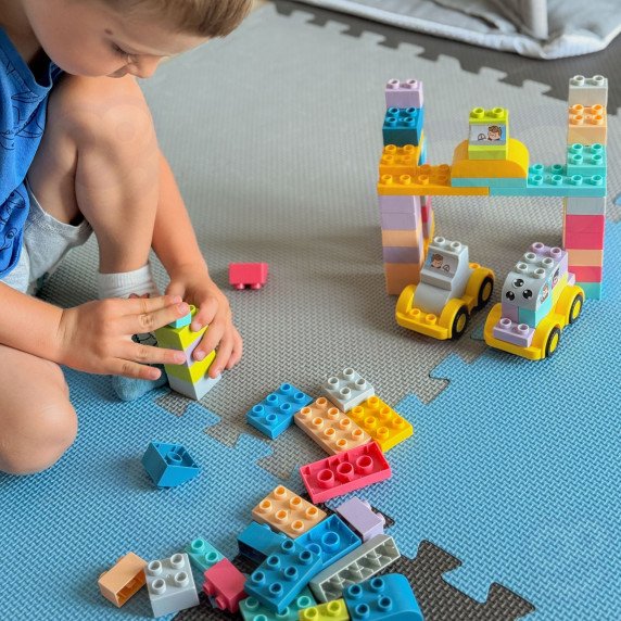 WOOPIE Minkštos statybinės dėžutės Pasteliniai gyvūnai 86 vnt.