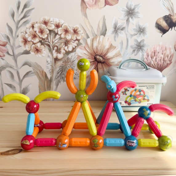 WOOPIE Magnetinės mokomosios konstruktoriaus plytelės 52 vnt.