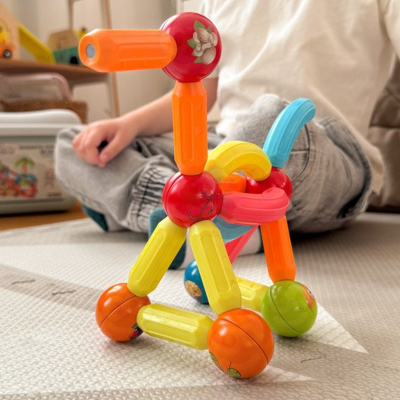 WOOPIE Magnetinės Mokomosios Konstruktoriaus Kubai 128 vnt.