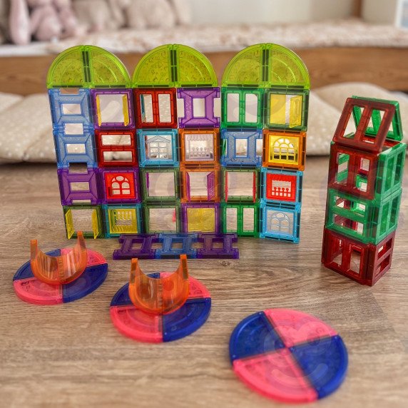 WOOPIE Magnetinės Statybinės Blokės 3D Mokomasis Rinkinys Pilis 100 vnt.