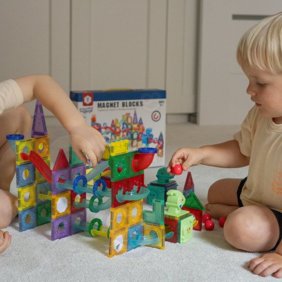 WOOPIE Magnetiniai statybiniai blokai 3D mokomas rinkinys kamuolių trasei 170 vnt.