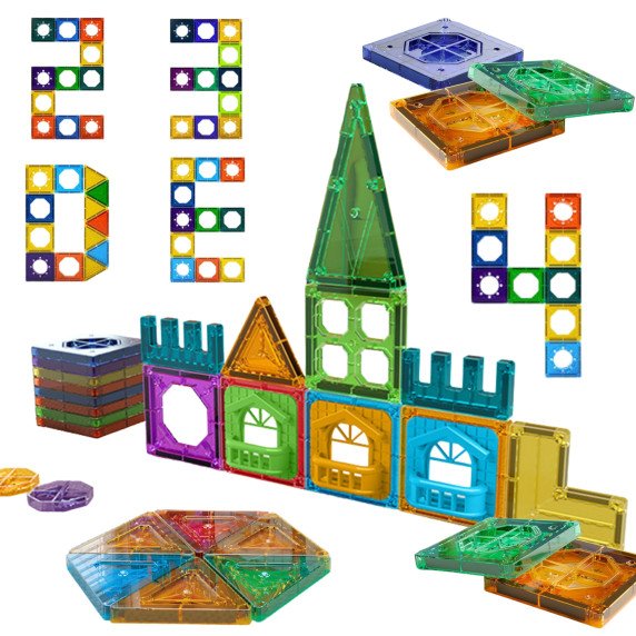 WOOPIE Magnetiniai statybiniai blokai 3D švietimo rinkinys pilis 30 vnt.