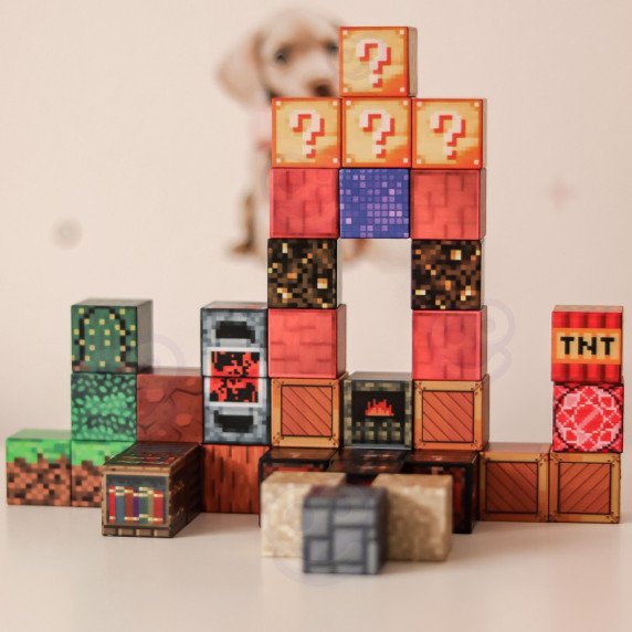 WOOPIE Magnetiniai Statybiniai Blokai 3D Kibirai Mokomoji Rinkinys 63 vnt.