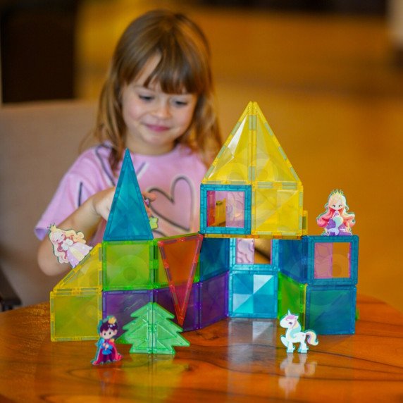 WOOPIE Magnetiniai statybiniai blokai 3D edukacinis rinkinys Pasakų pilis 55 vnt.