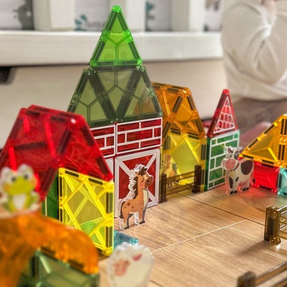 WOOPIE Magnetiniai Statybiniai Blokai 7,5 cm Ferma 50 vnt.