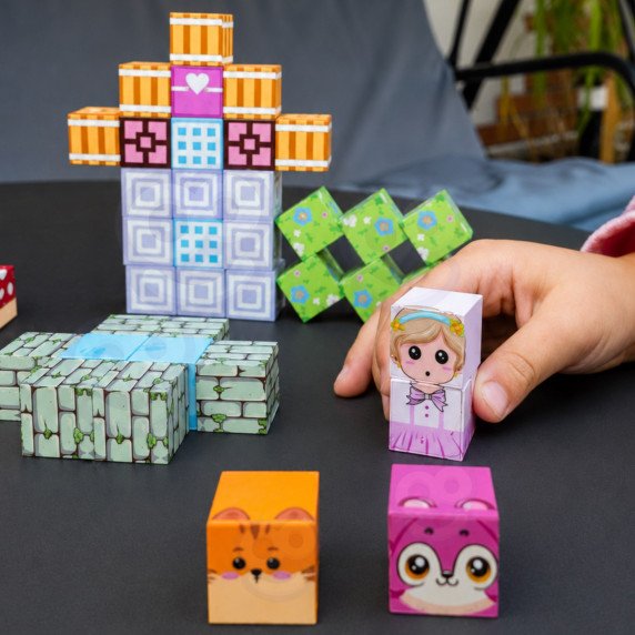 Woopie Magnetiniai Kubai 48 vnt. Montessori Edukacinis 3D Puzzle
