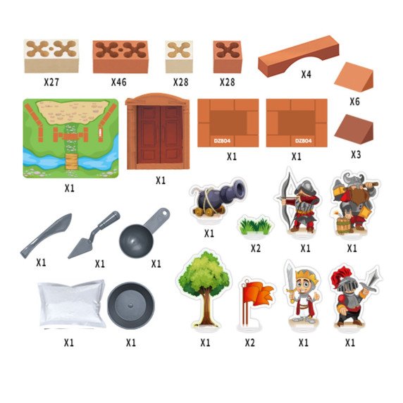 WOOPIE DIY plytų pilis statybos rinkinys 273 vnt. Statybinės plytelės