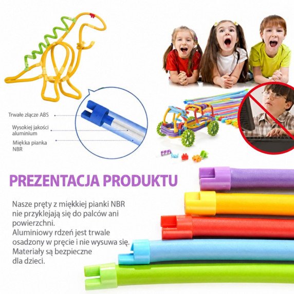 WOOPIE 3D Konstrukcijų Rinkinys 160 vnt. Blokai Lazdelės Kūrybingas Vaikams Seklynės Lazdelės