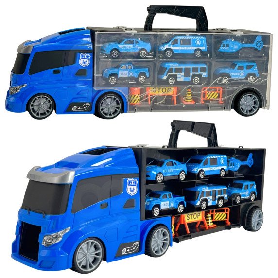 WOOPIE sunkvežimio transporterio rinkinys 3in1 mėlynas policija